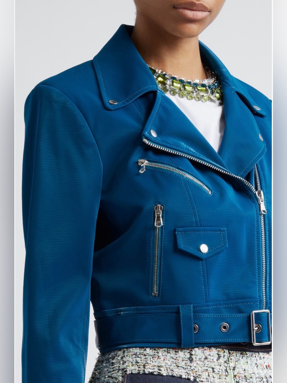 Cinq à Sept . Blue Embossed Moto Jacket . Sz.XS . NWT 🧿 - Picture 4 of 9